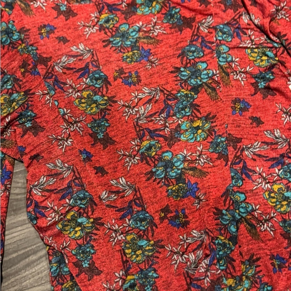 Free People Dock Street Floral Ruffle Top Red Women’s XS NWT - Picture 4 of 6